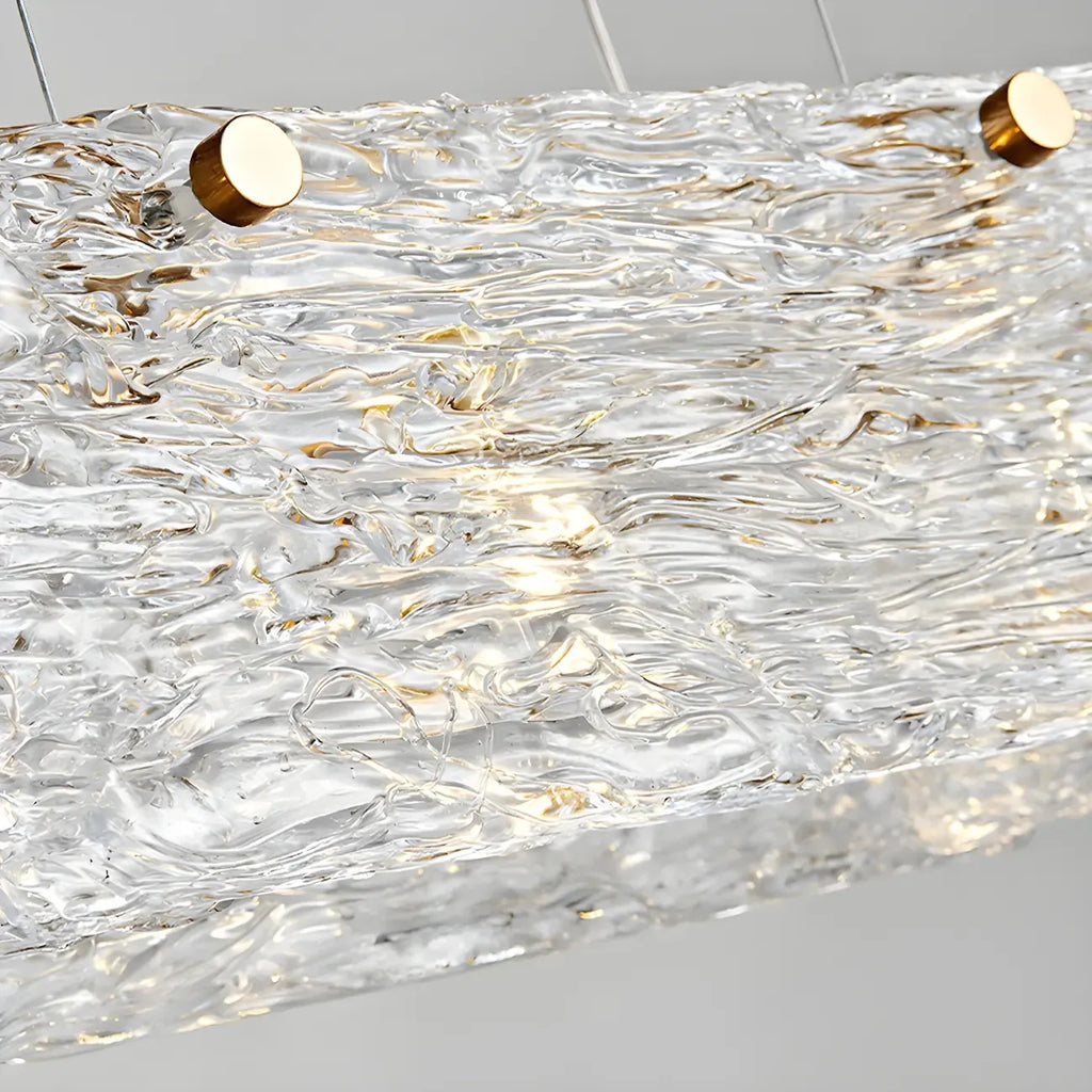 Rectangle Large Gold Glass Island Pendant Light