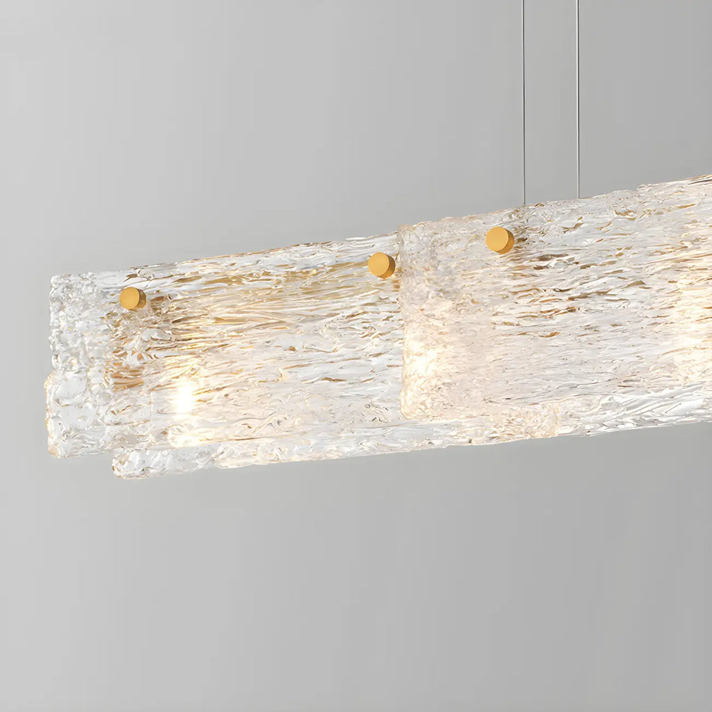 Rectangle Large Gold Glass Island Pendant Light