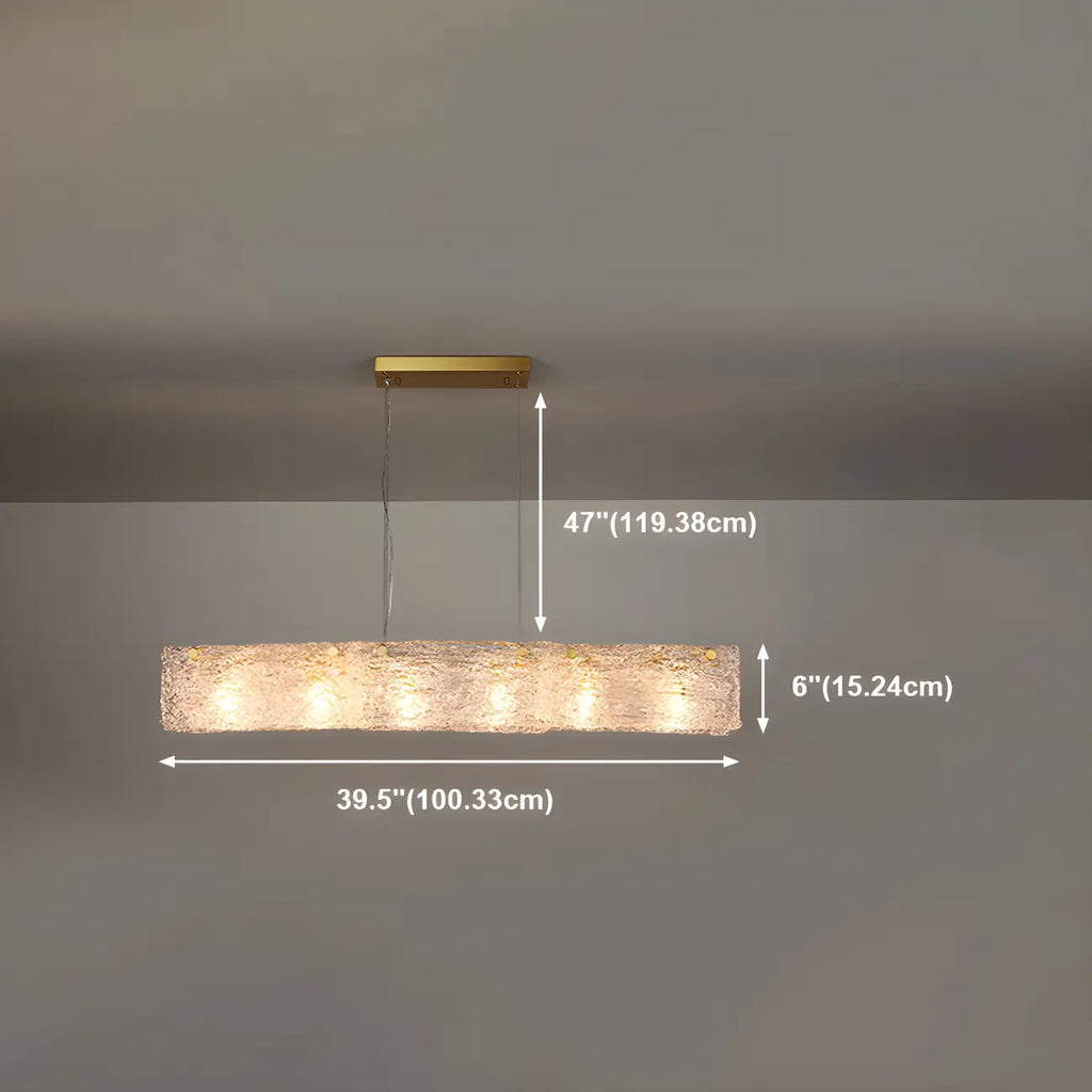Rectangle Large Gold Glass Island Pendant Light