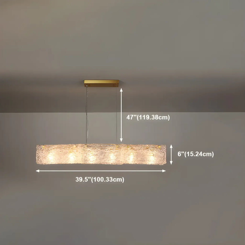 Rectangle Large Gold Glass Island Pendant Light