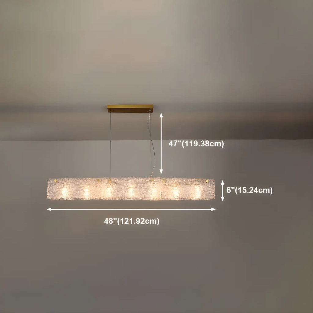 Rectangle Large Gold Glass Island Pendant Light