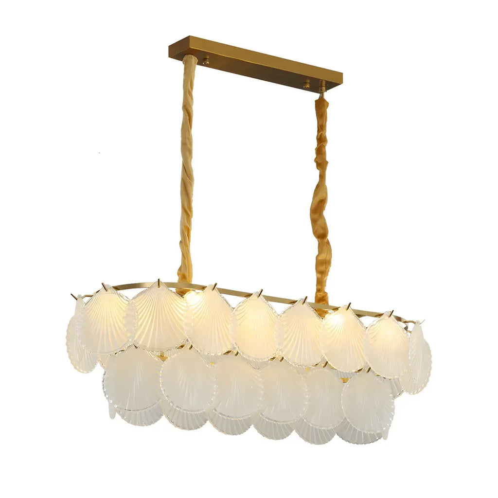 Modern Gold Glass Island Chandelier with 8 Lights