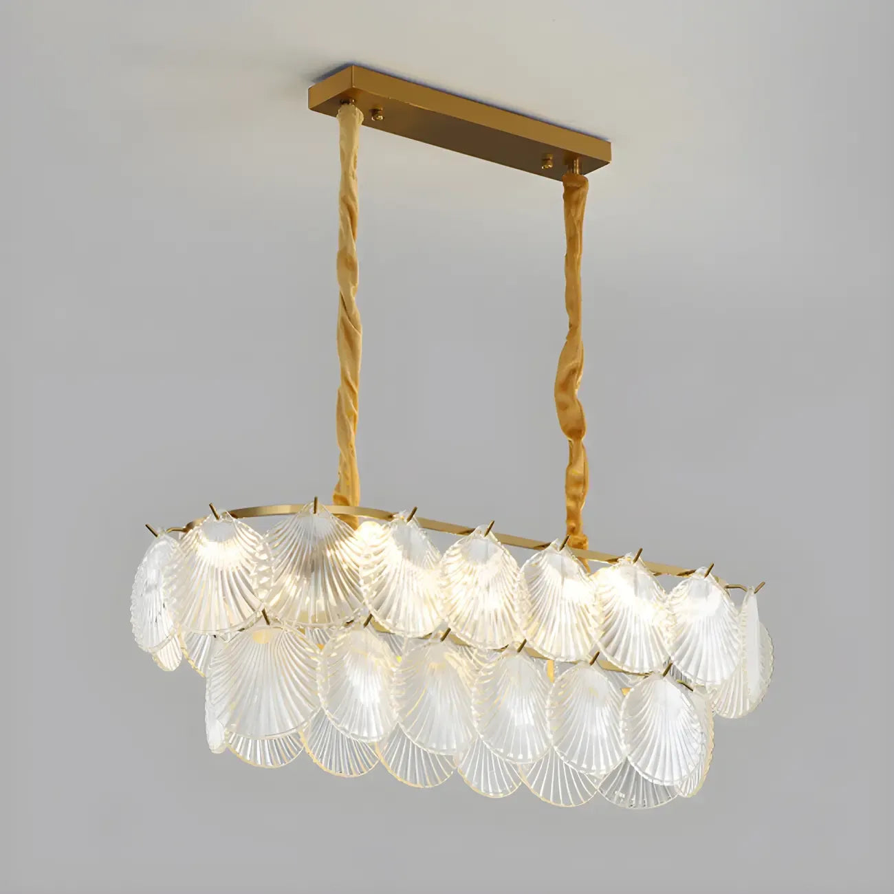Modern Gold Glass Island Chandelier with 8 Lights