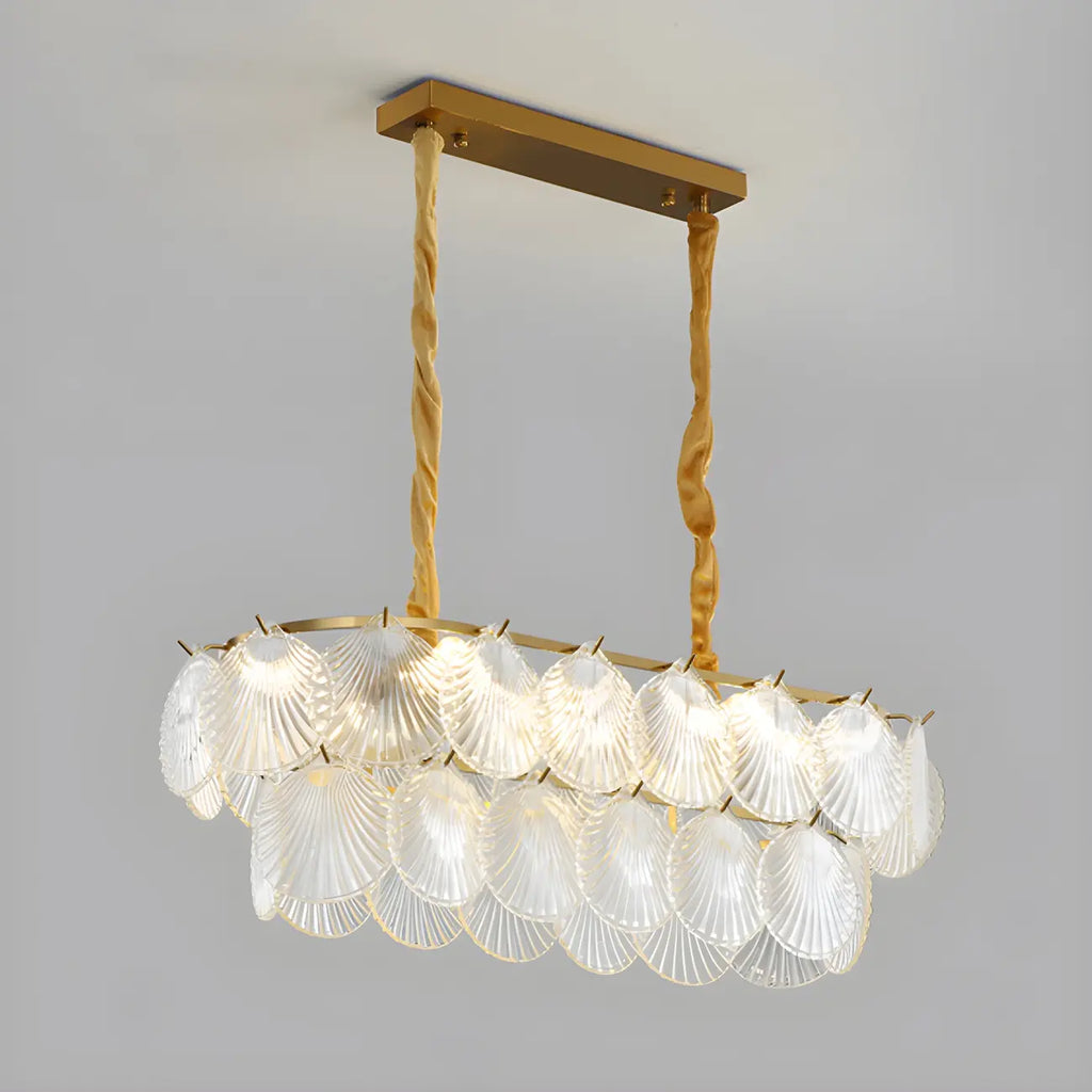 Modern Gold Glass Island Chandelier with 8 Lights