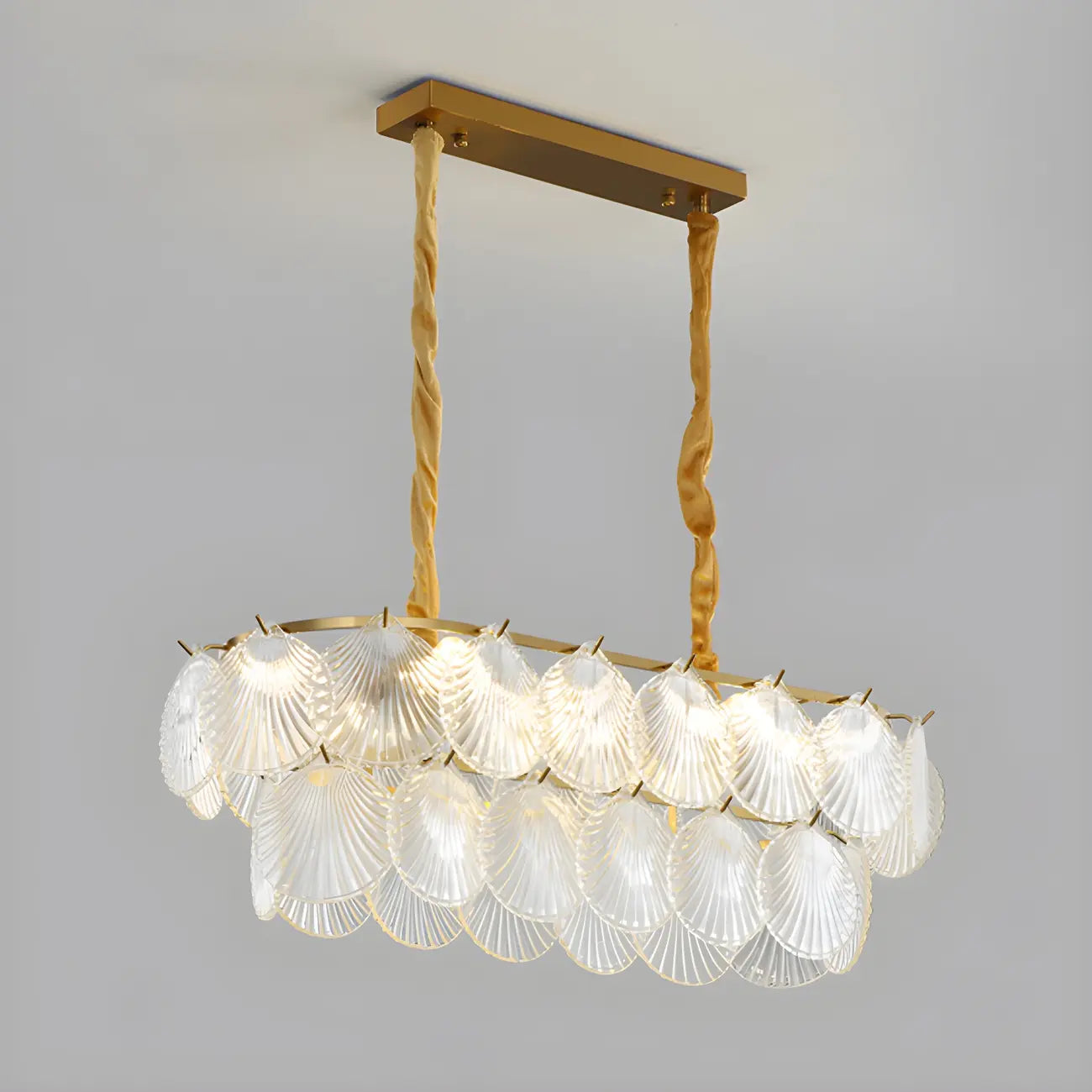Modern Gold Glass Island Chandelier with 8 Lights