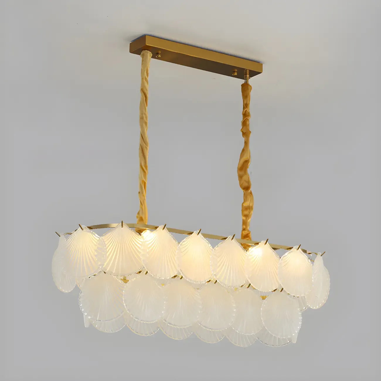 Modern Gold Glass Island Chandelier with 8 Lights