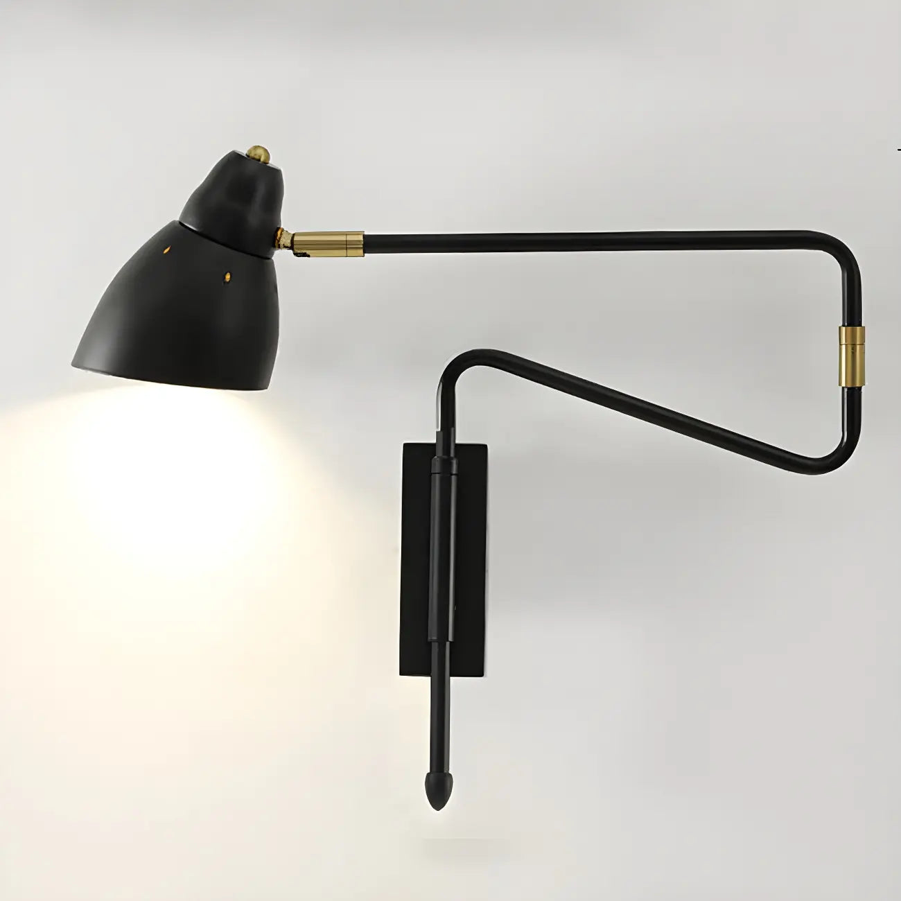 Modern Brass Black Adjustable Swing Arm Wall Light