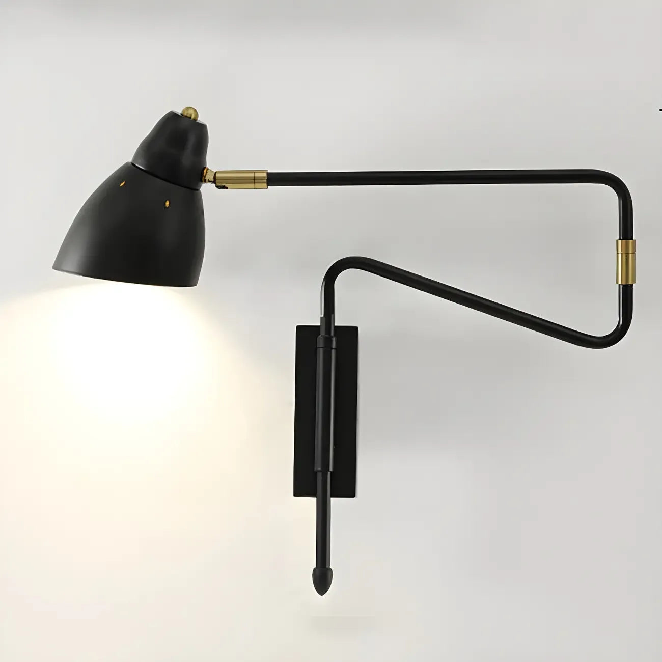 Modern Brass Black Adjustable Swing Arm Wall Light