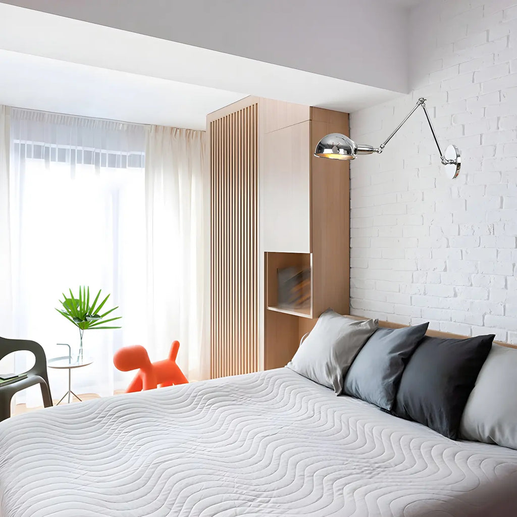 Metal Glossy Dome Swing Arm Wall Light