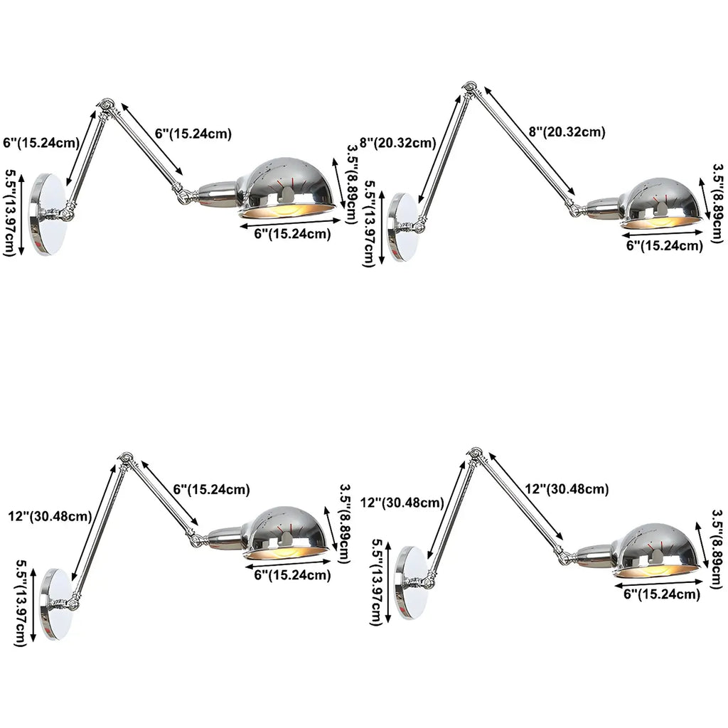 Metal Glossy Dome Swing Arm Wall Light