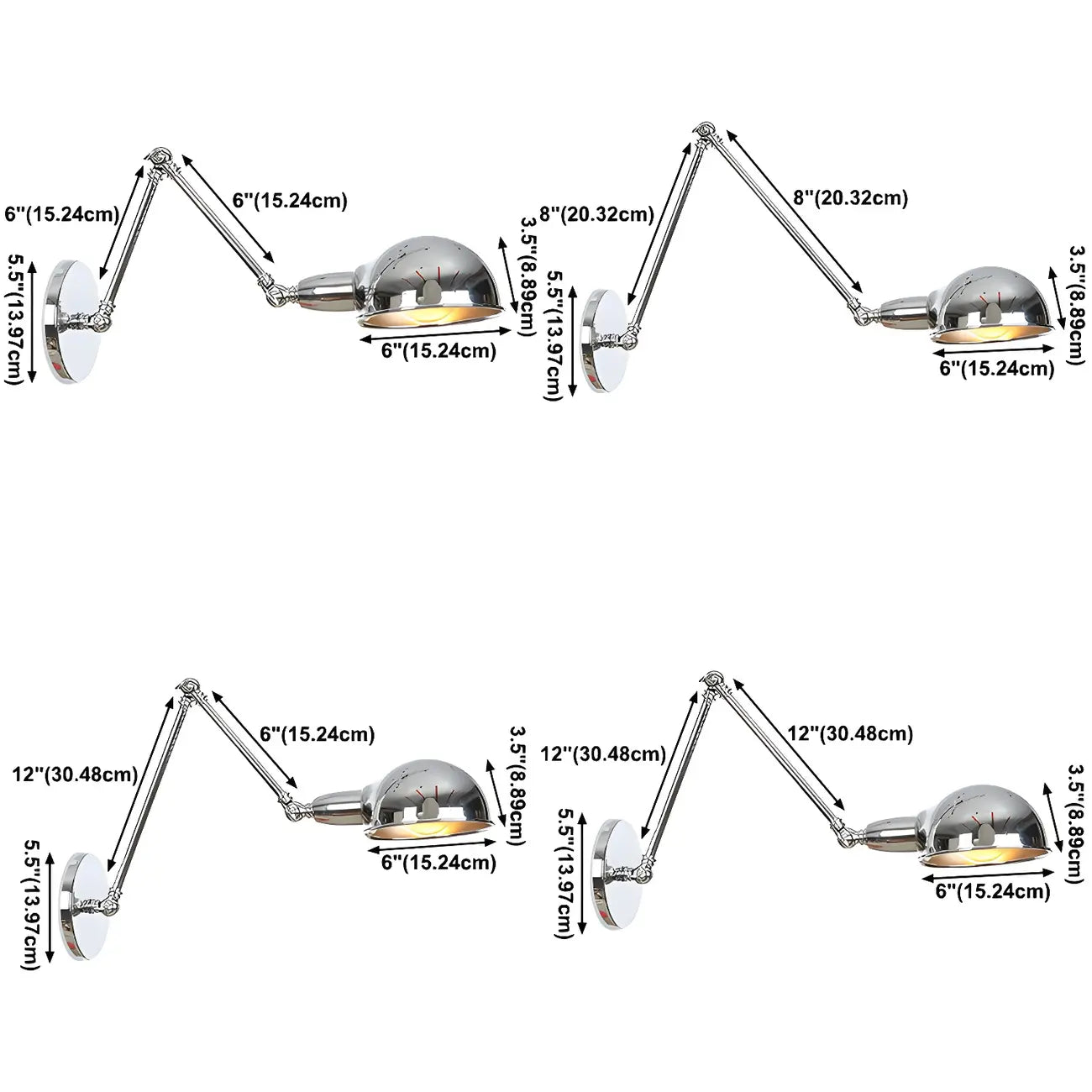 Metal Glossy Dome Swing Arm Wall Light