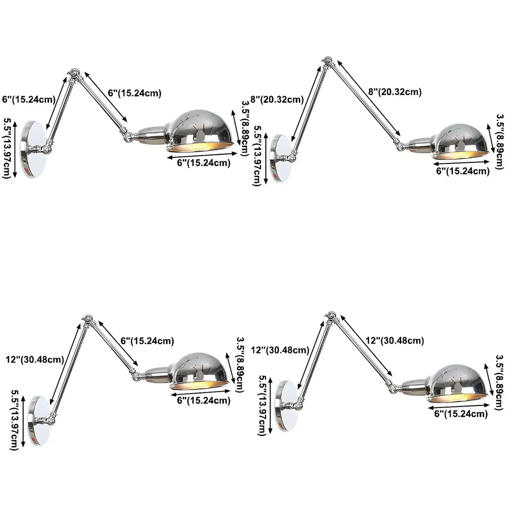 Metal Glossy Dome Swing Arm Wall Light