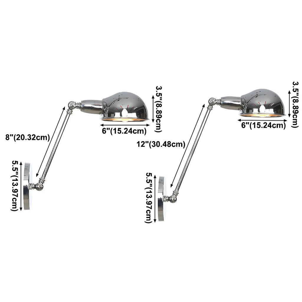 Metal Glossy Dome Swing Arm Wall Light
