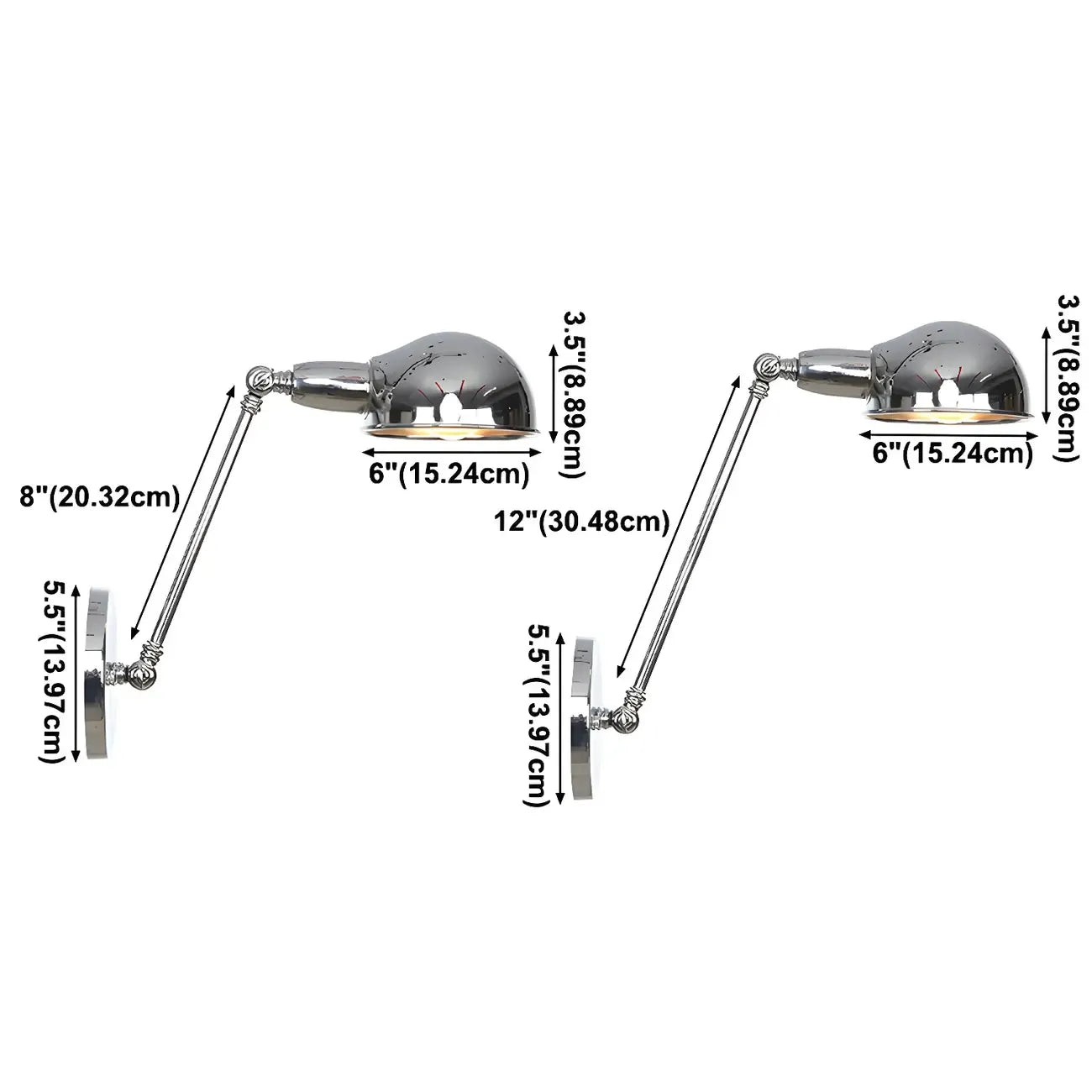 Metal Glossy Dome Swing Arm Wall Light