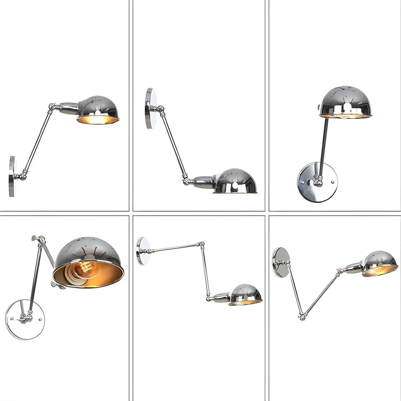 Metal Glossy Dome Swing Arm Wall Light