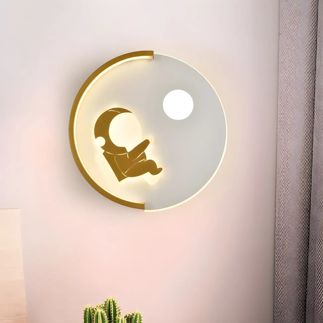Circular LED Wall Sconce with Cartoon Pattern for kids Bedroom