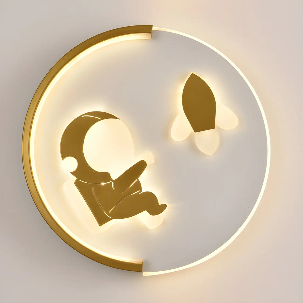 Circular LED Wall Sconce with Cartoon Pattern for kids Bedroom