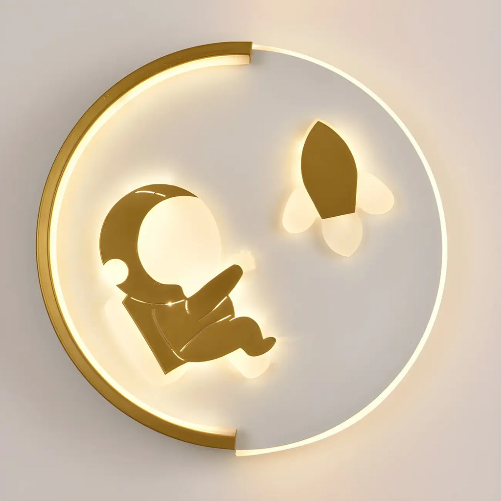 Circular LED Wall Sconce with Cartoon Pattern for kids Bedroom