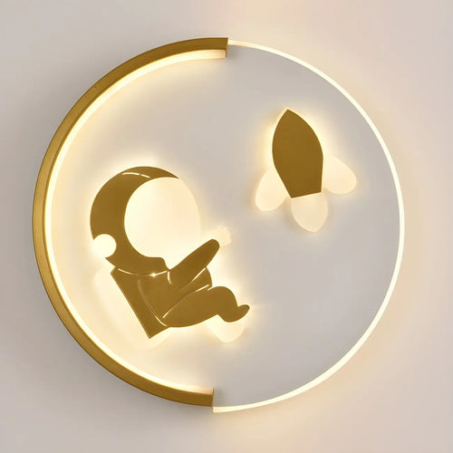 Circular LED Wall Sconce with Cartoon Pattern for kids Bedroom
