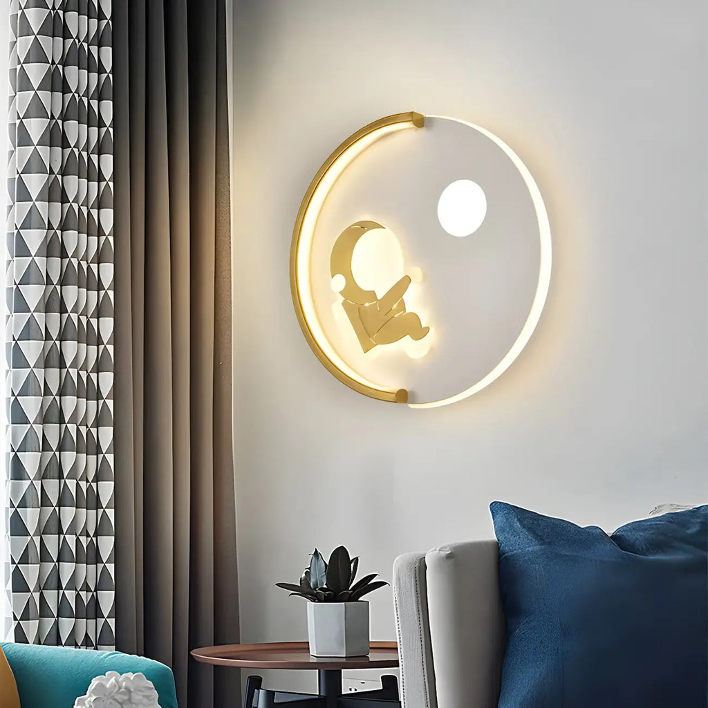 Circular LED Wall Sconce with Cartoon Pattern for kids Bedroom