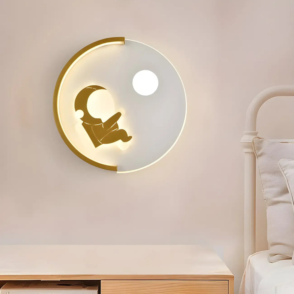Circular LED Wall Sconce with Cartoon Pattern for kids Bedroom