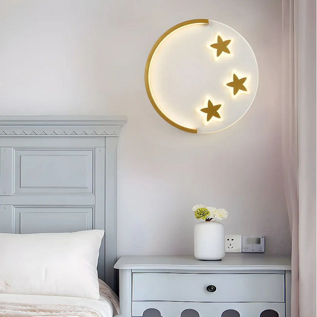 Circular LED Wall Sconce with Cartoon Pattern for kids Bedroom