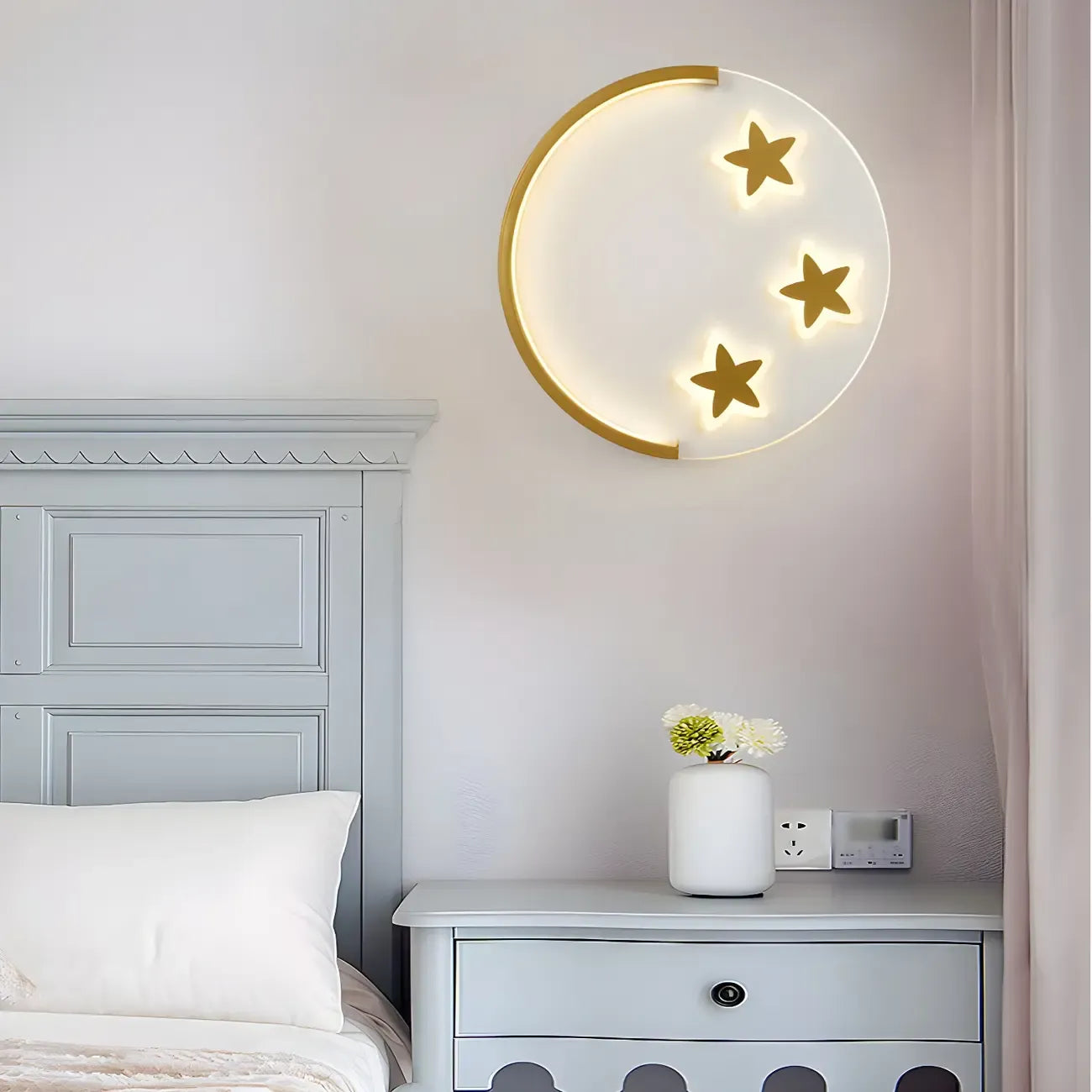 Circular LED Wall Sconce with Cartoon Pattern for kids Bedroom