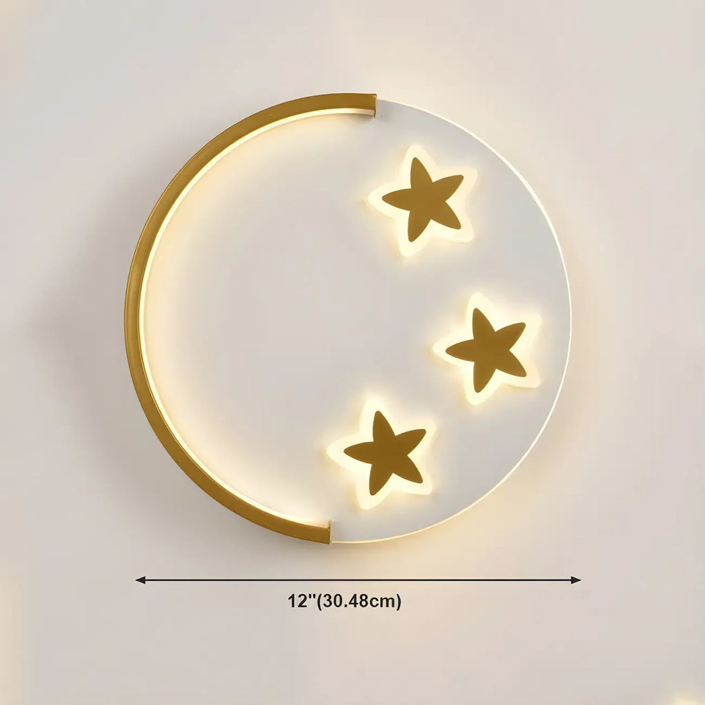 Circular LED Wall Sconce with Cartoon Pattern for kids Bedroom