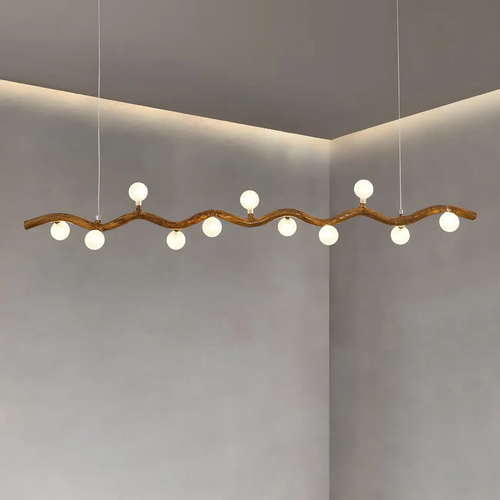 Modern Brown Glass Linear Island Pendant Light