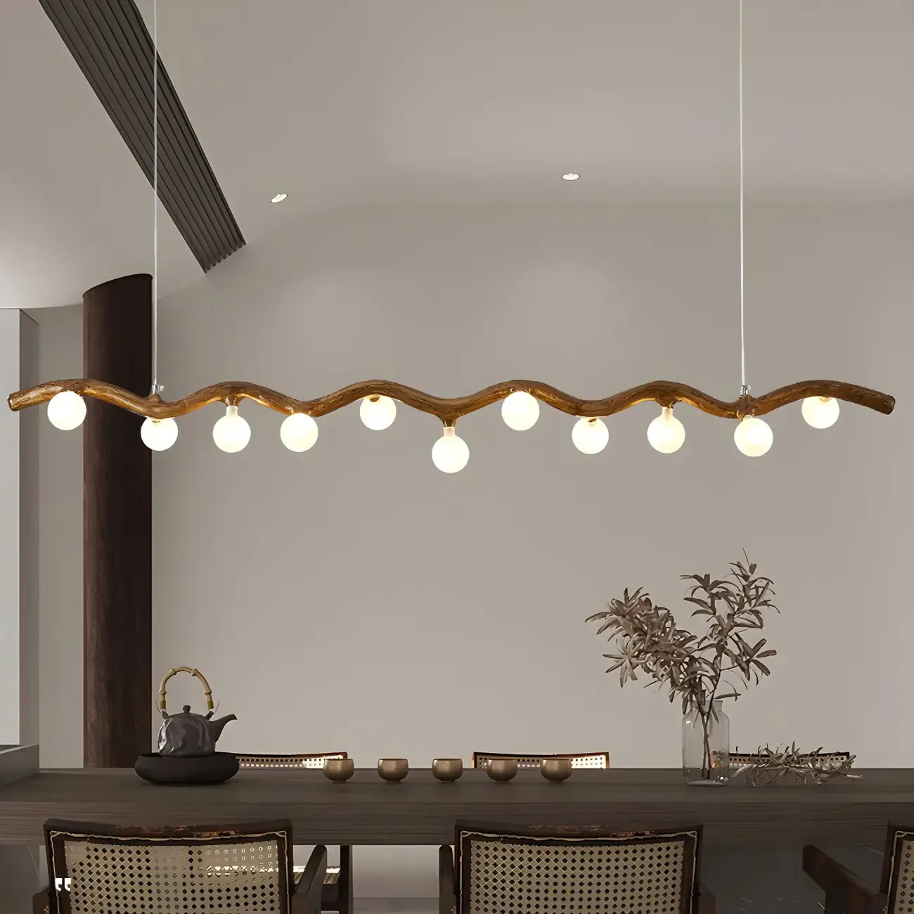 Modern Brown Glass Linear Island Pendant Light