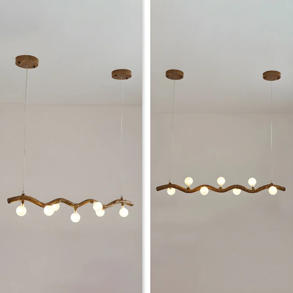 Modern Brown Glass Linear Island Pendant Light