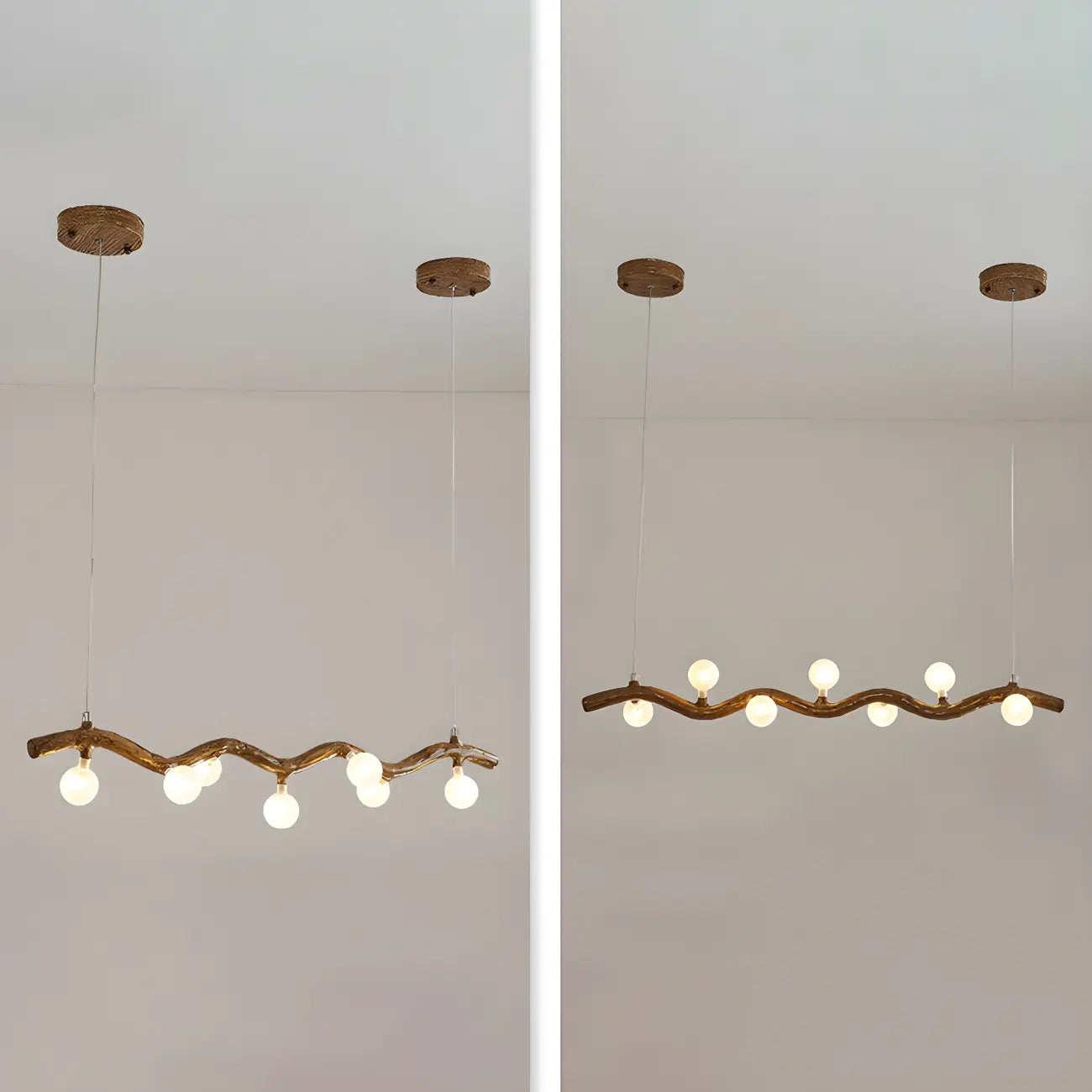 Modern Brown Glass Linear Island Pendant Light