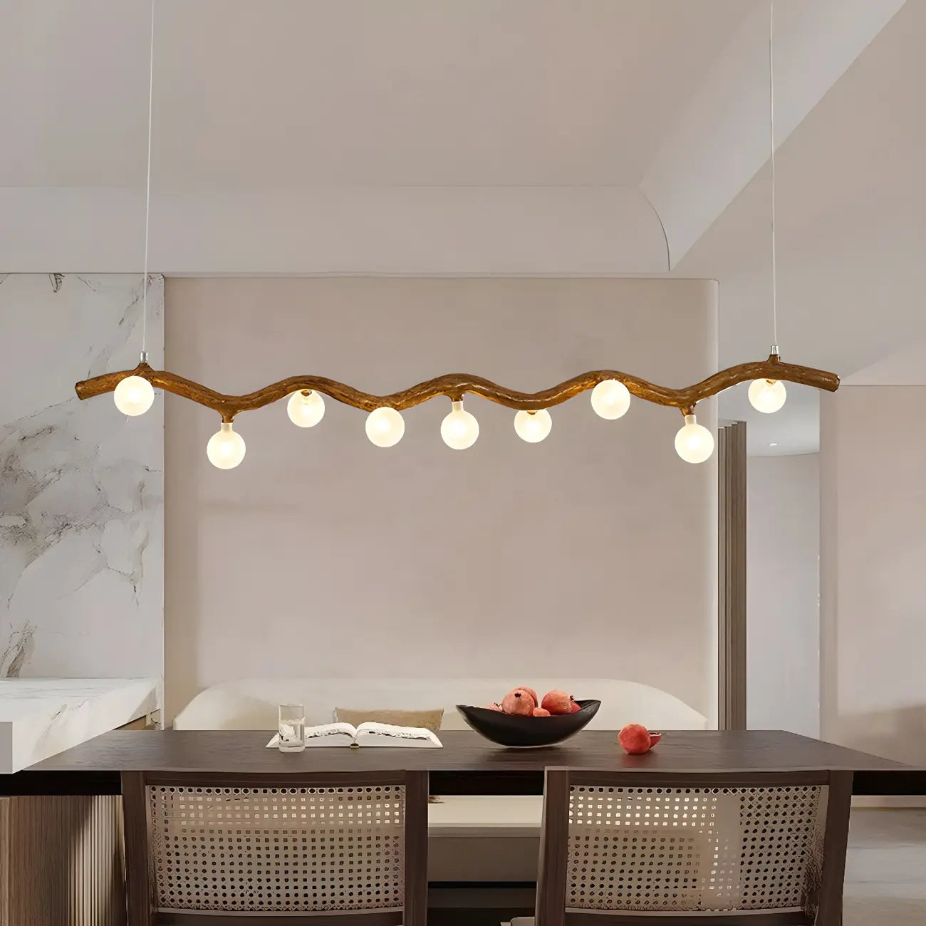 Modern Brown Glass Linear Island Pendant Light