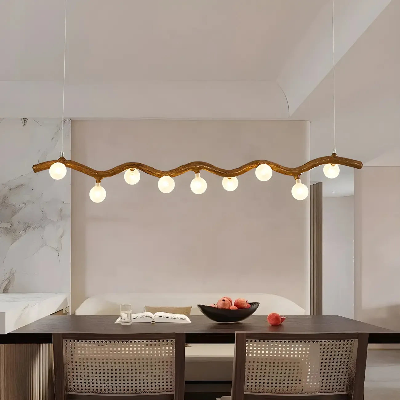 Modern Brown Glass Linear Island Pendant Light