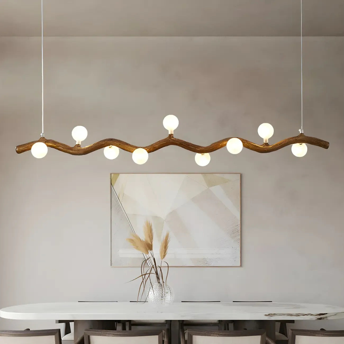 Modern Brown Glass Linear Island Pendant Light