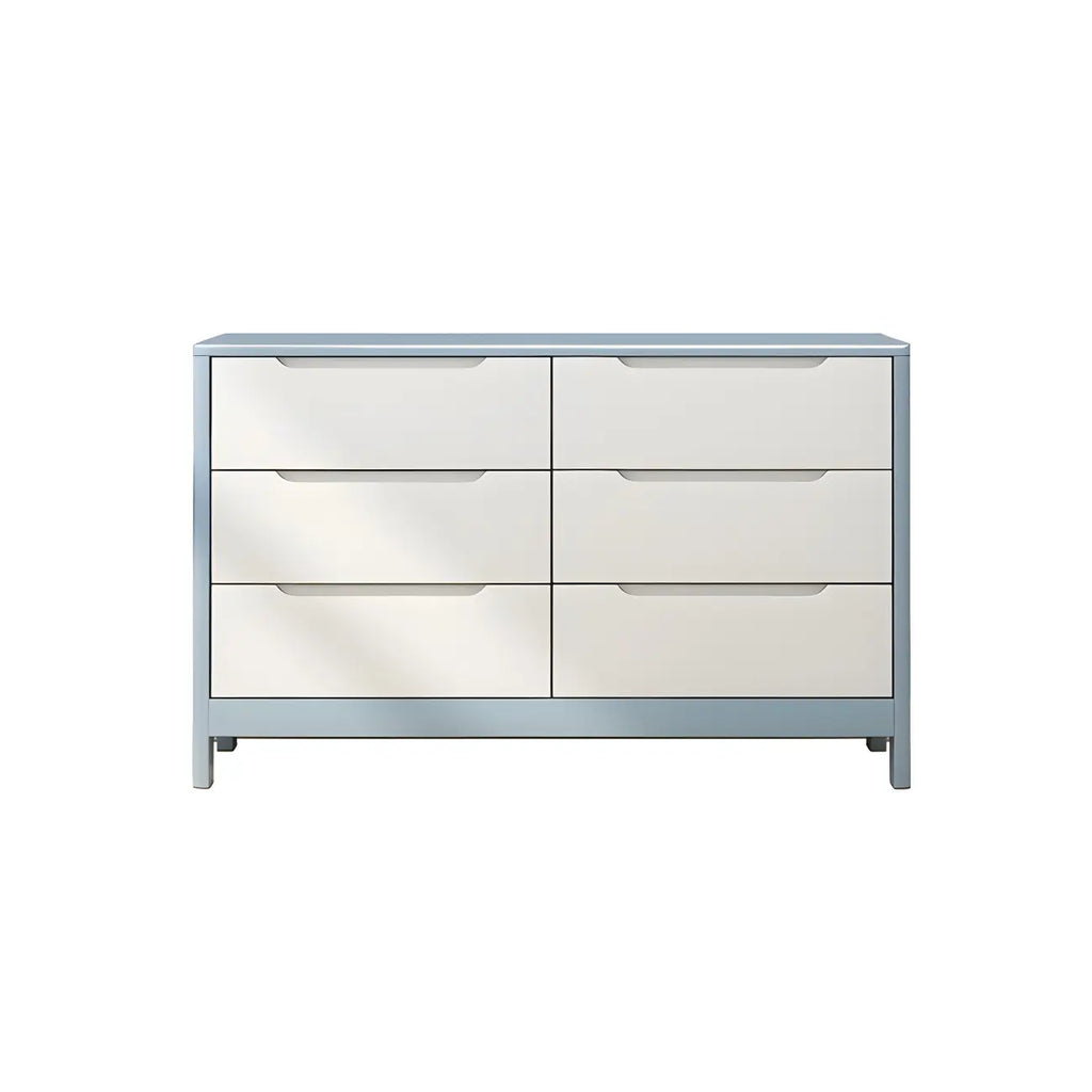 Horizontal Natural Rubberwood Dressers with 6-Drawer