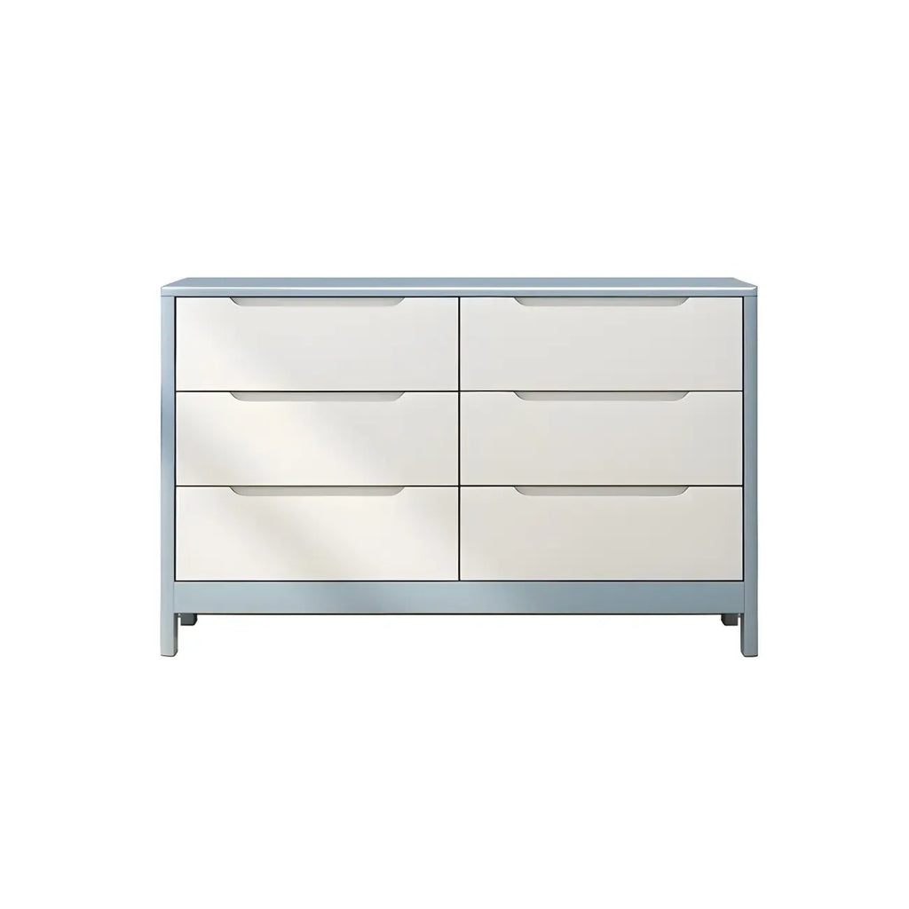 Horizontal Natural Rubberwood Dressers with 6-Drawer