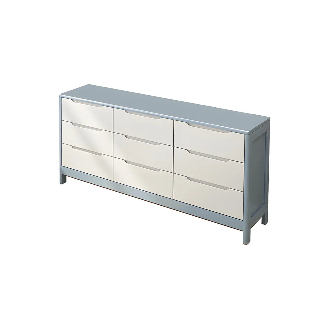 Horizontal Natural Rubberwood Dressers with 6-Drawer