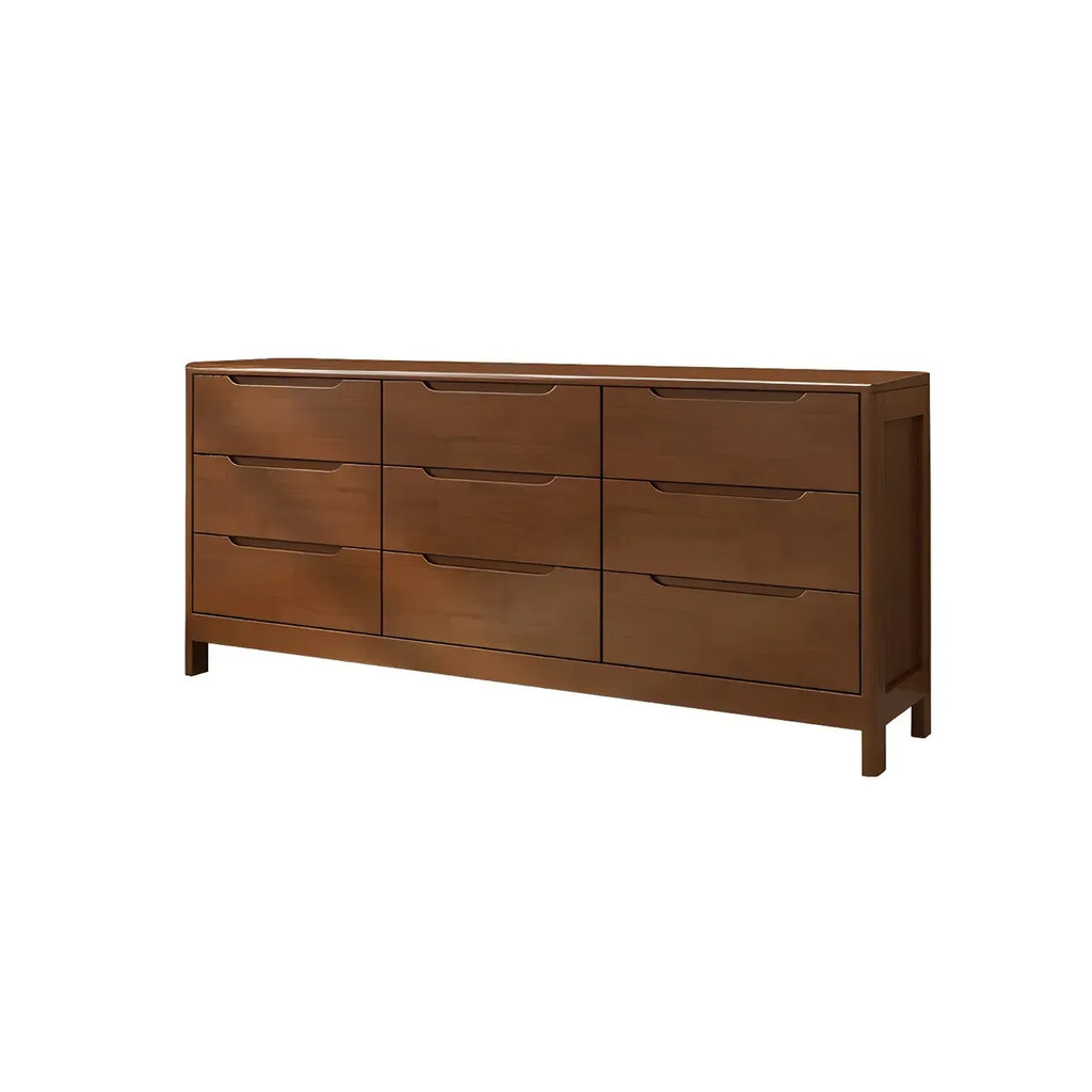 Horizontal Natural Rubberwood Dressers with 6-Drawer