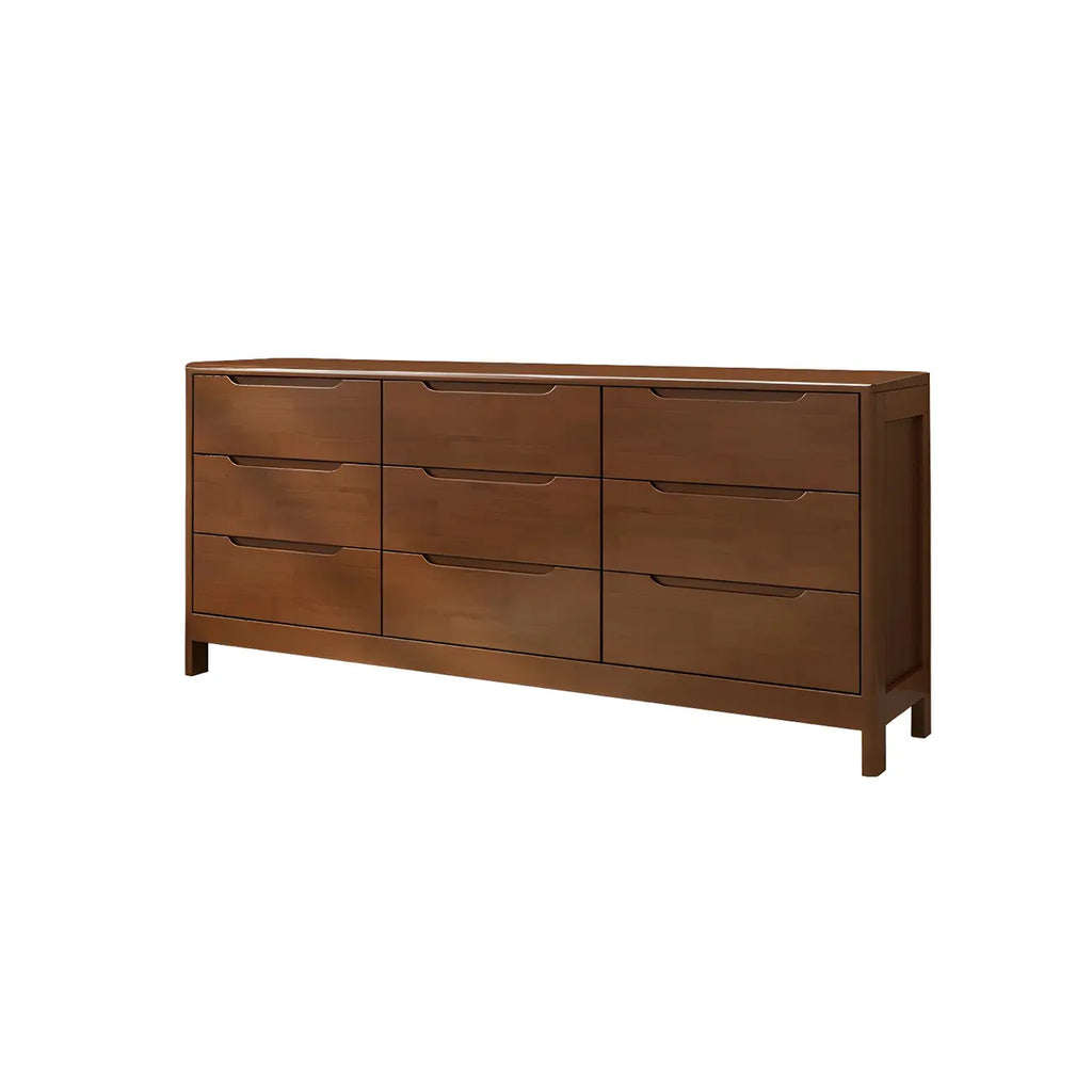 Horizontal Natural Rubberwood Dressers with 6-Drawer