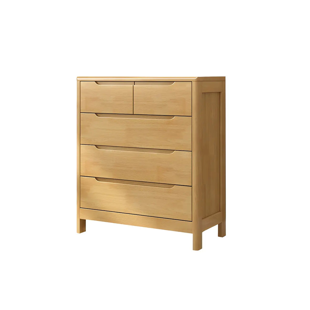 Horizontal Natural Rubberwood Dressers with 6-Drawer
