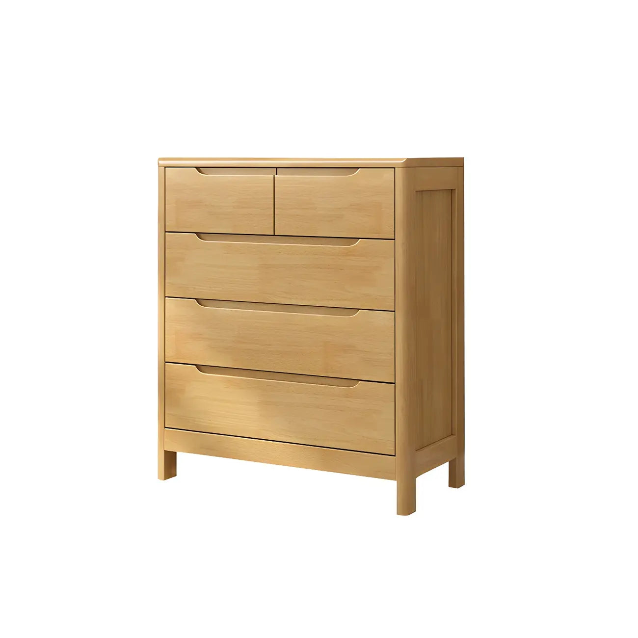 Horizontal Natural Rubberwood Dressers with 6-Drawer