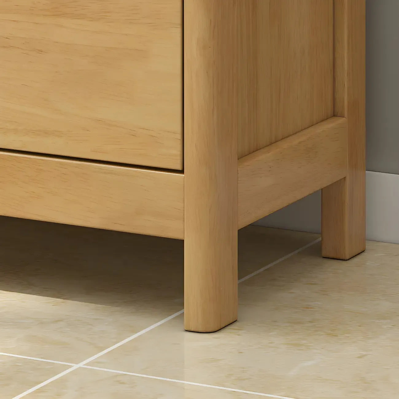 Horizontal Natural Rubberwood Dressers with 6-Drawer