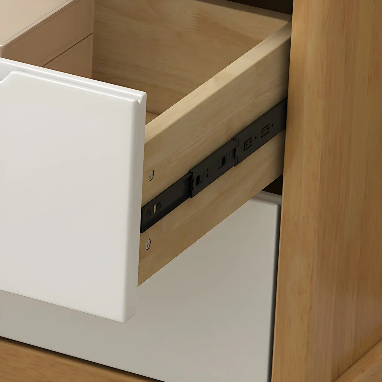 Horizontal Natural Rubberwood Dressers with 6-Drawer