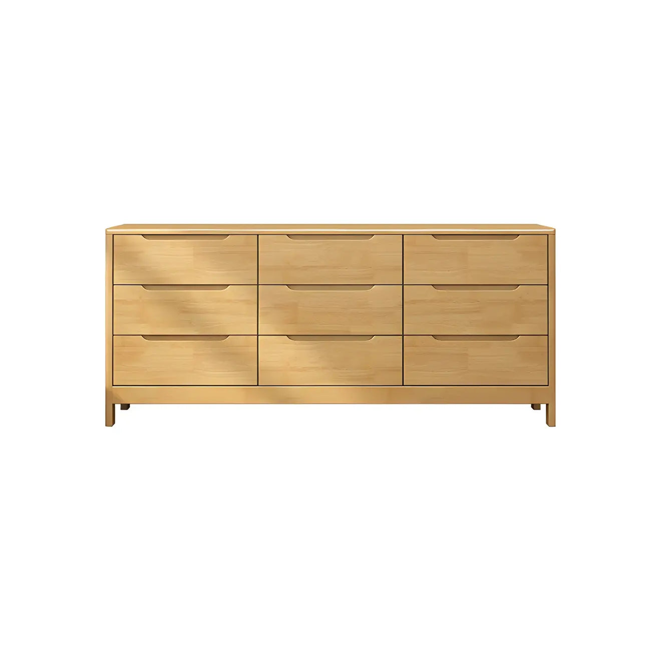 Horizontal Natural Rubberwood Dressers with 6-Drawer