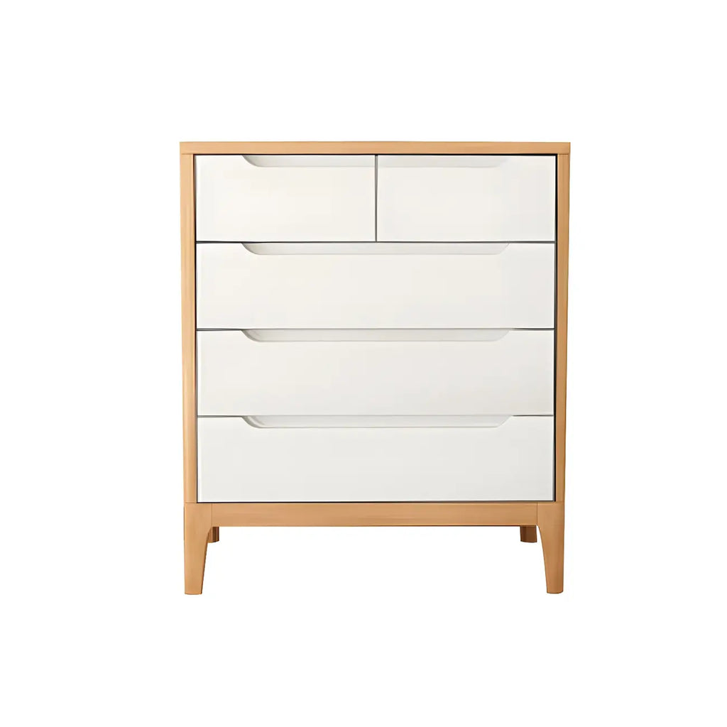 Horizontal Natural Rubberwood Dressers with 6-Drawer