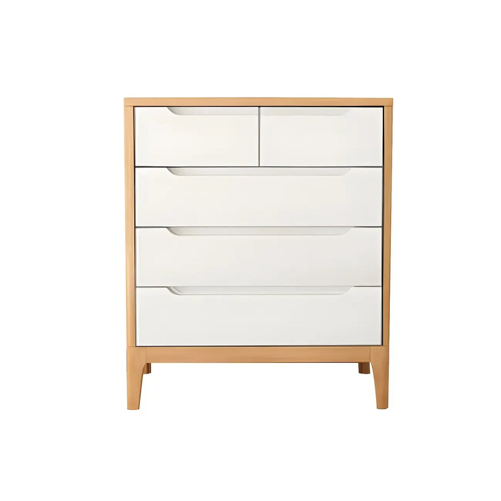 Horizontal Natural Rubberwood Dressers with 6-Drawer