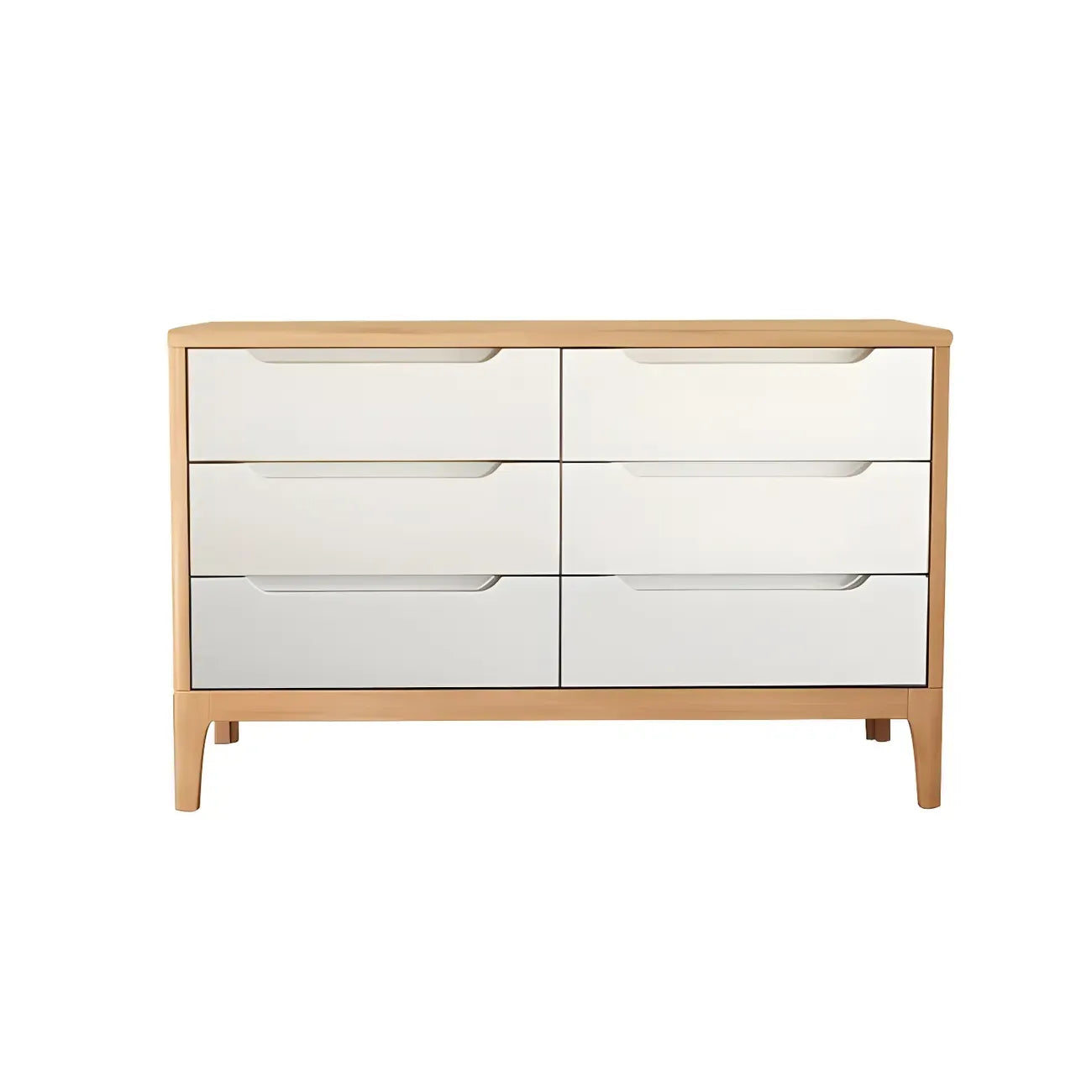 Horizontal Natural Rubberwood Dressers with 6-Drawer