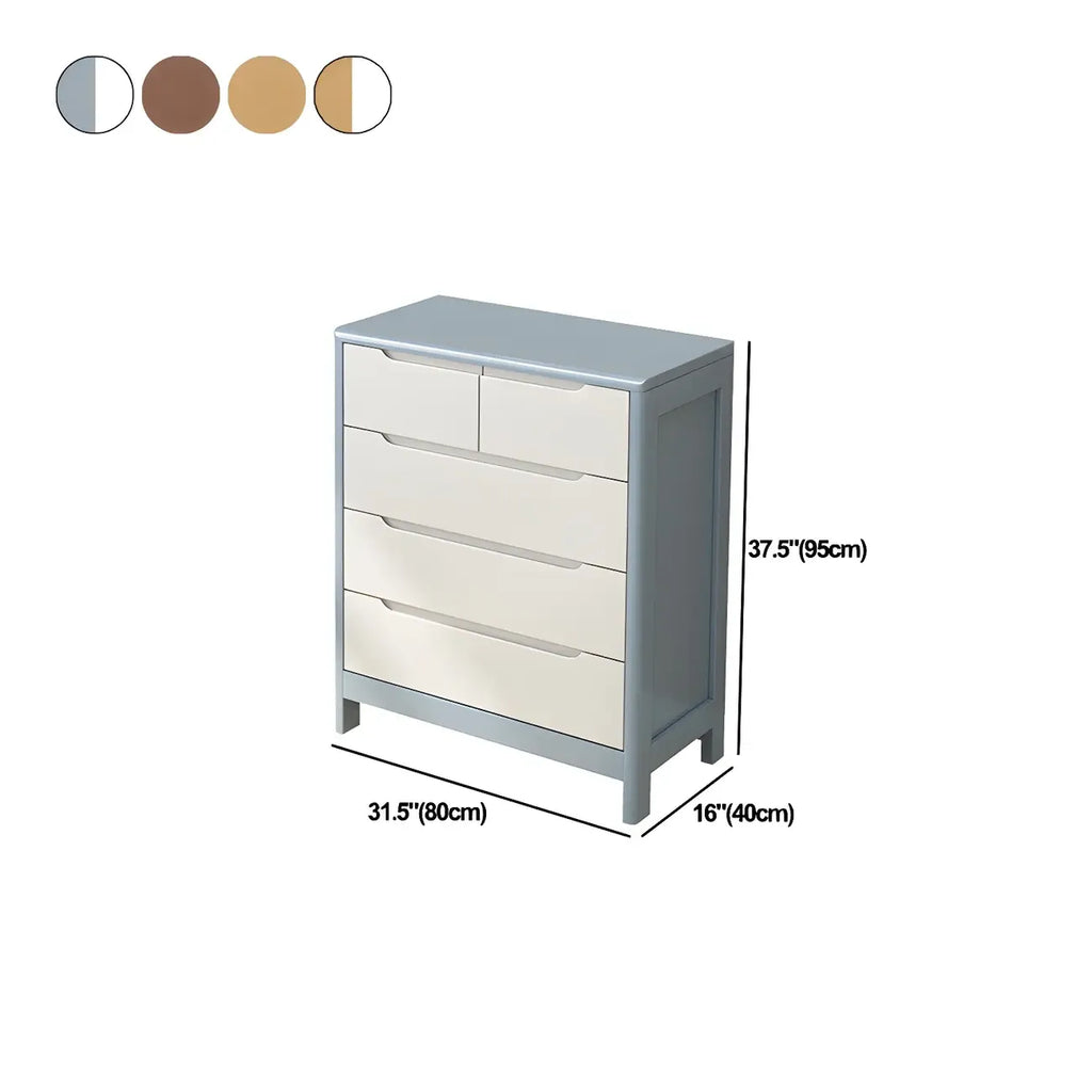 Horizontal Natural Rubberwood Dressers with 6-Drawer