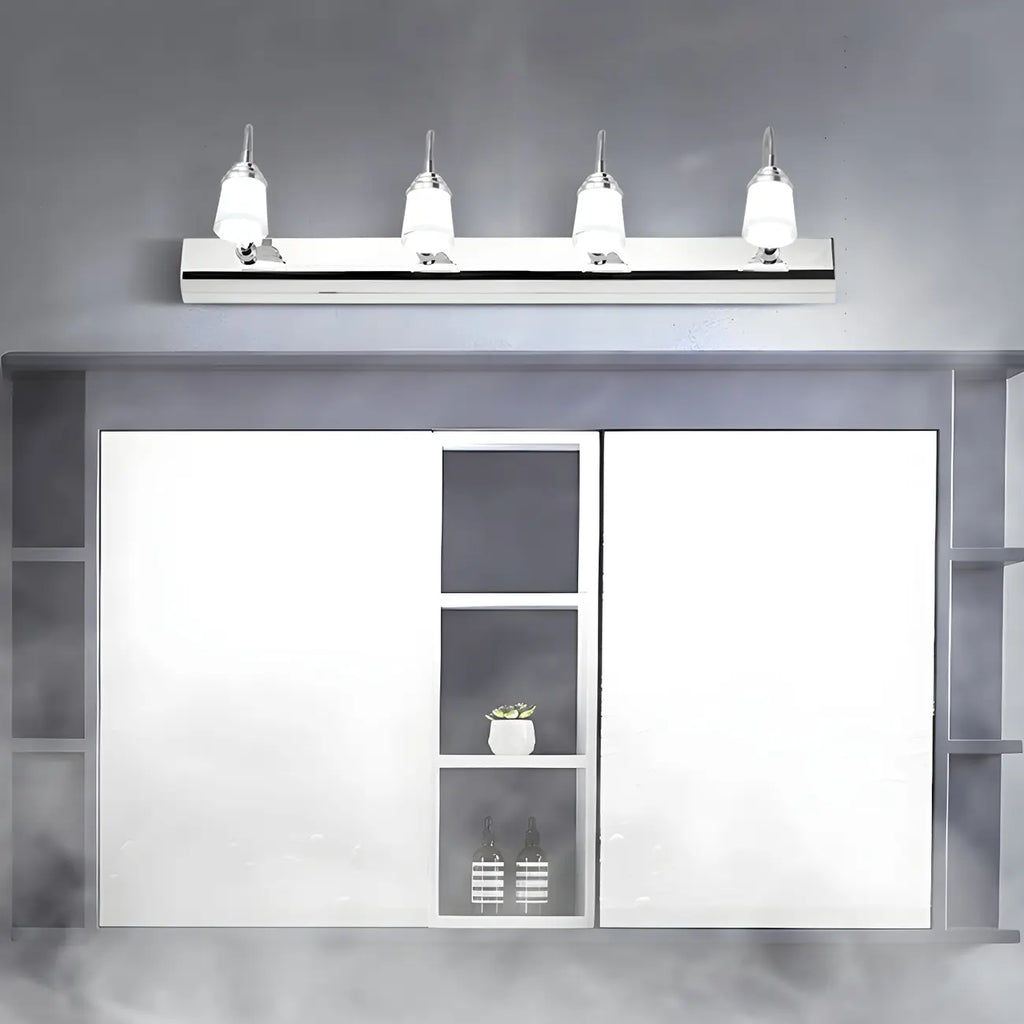 Modern Chrome LED Bathroom Vanity Light with White Shade